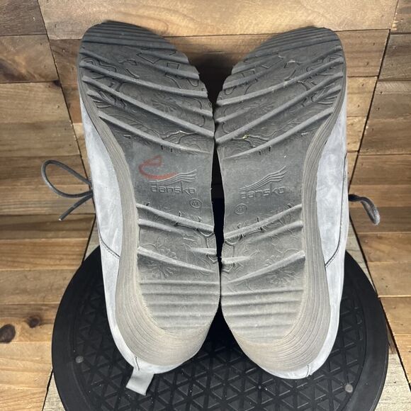 Dansko Womens Size 11-11.5 Cadee Gray Leather Ankle Lace Up Wedge Booties - Picture 10 of 10